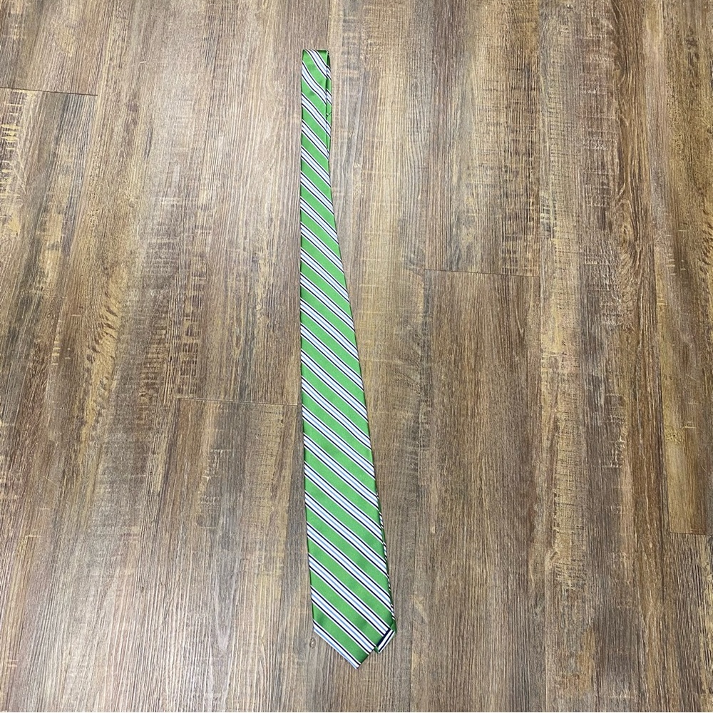 Saddlebred‎ XL Green Striped Men's Silk Tie